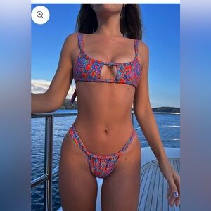 New Strawberry Milk Mob Floral Bikini Set Medium